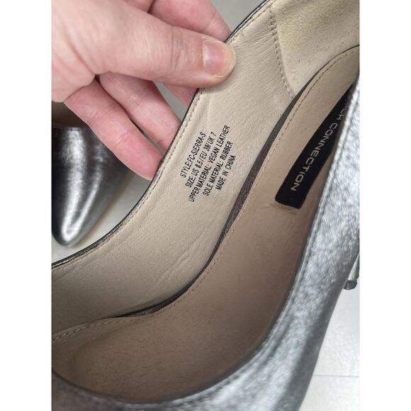 French Connection Metallic Silver Classic Pointed Toe Stiletto Heels Size 8.5 - Picture 3 of 5